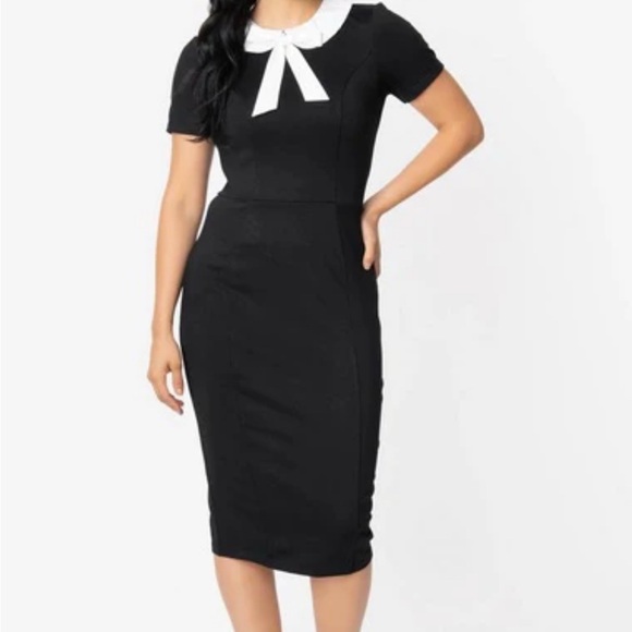 Unique Vintage Dresses & Skirts - Unique Vintage Women’s U.S. XL 14 Renata Black and White Pencil Dress